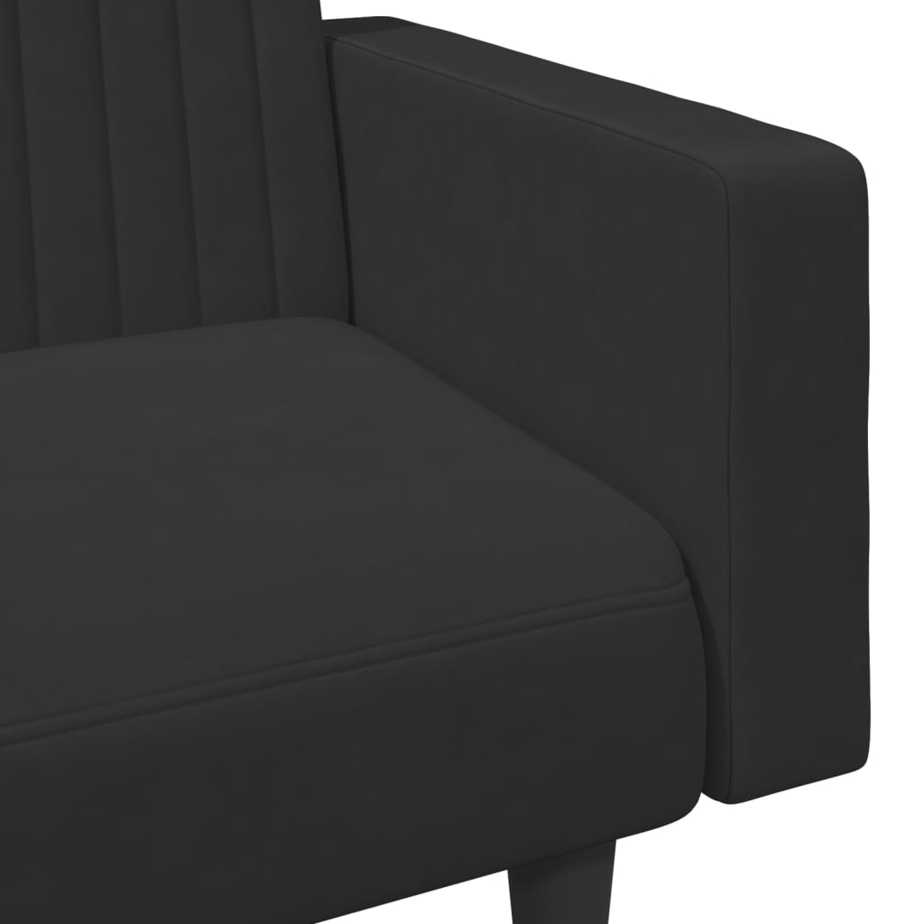 2 pcs conjunto de sofás veludo preto