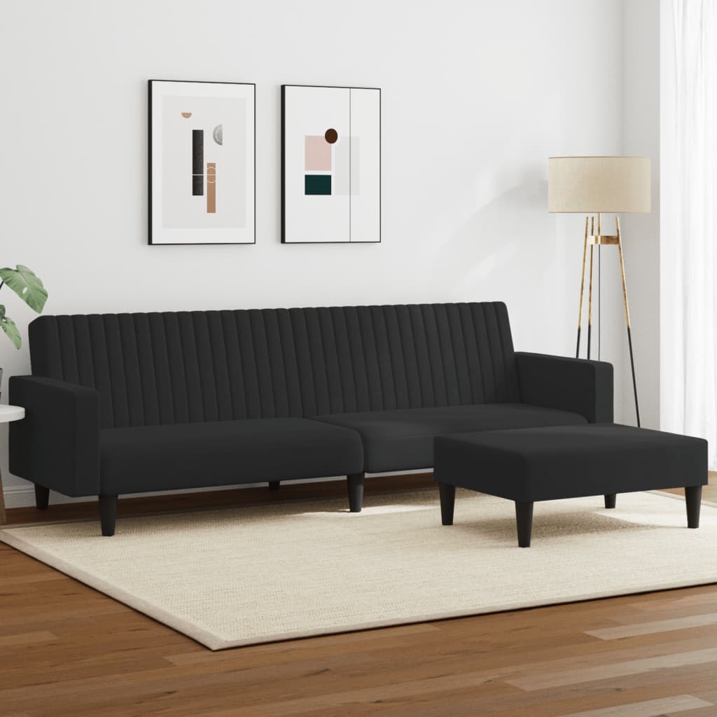 2 pcs conjunto de sofás veludo preto