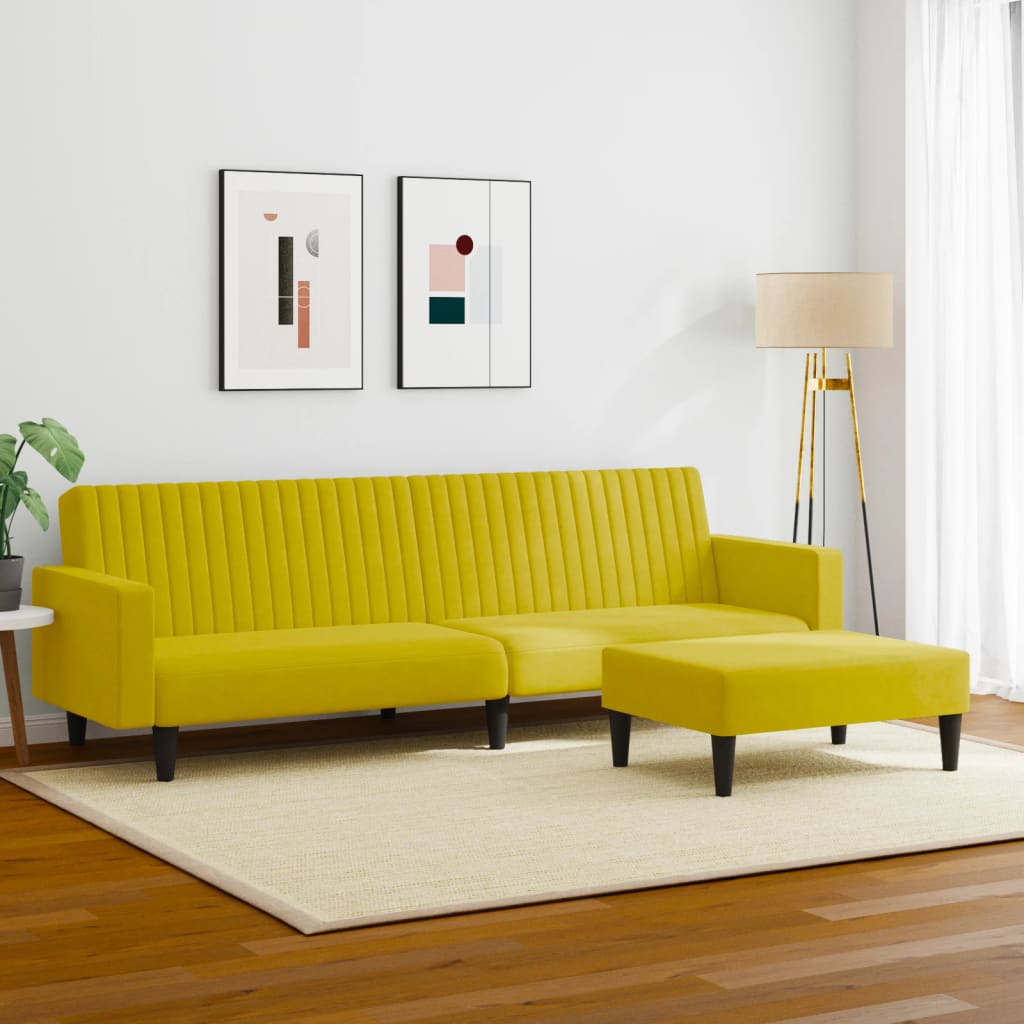 2 pcs conjunto de sofás veludo amarelo
