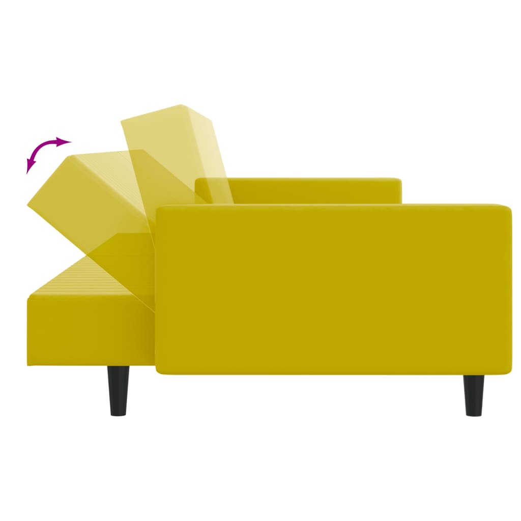 2 pcs conjunto de sofás veludo amarelo