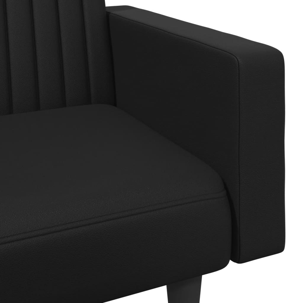 2 pcs conjunto de sofás couro artificial preto