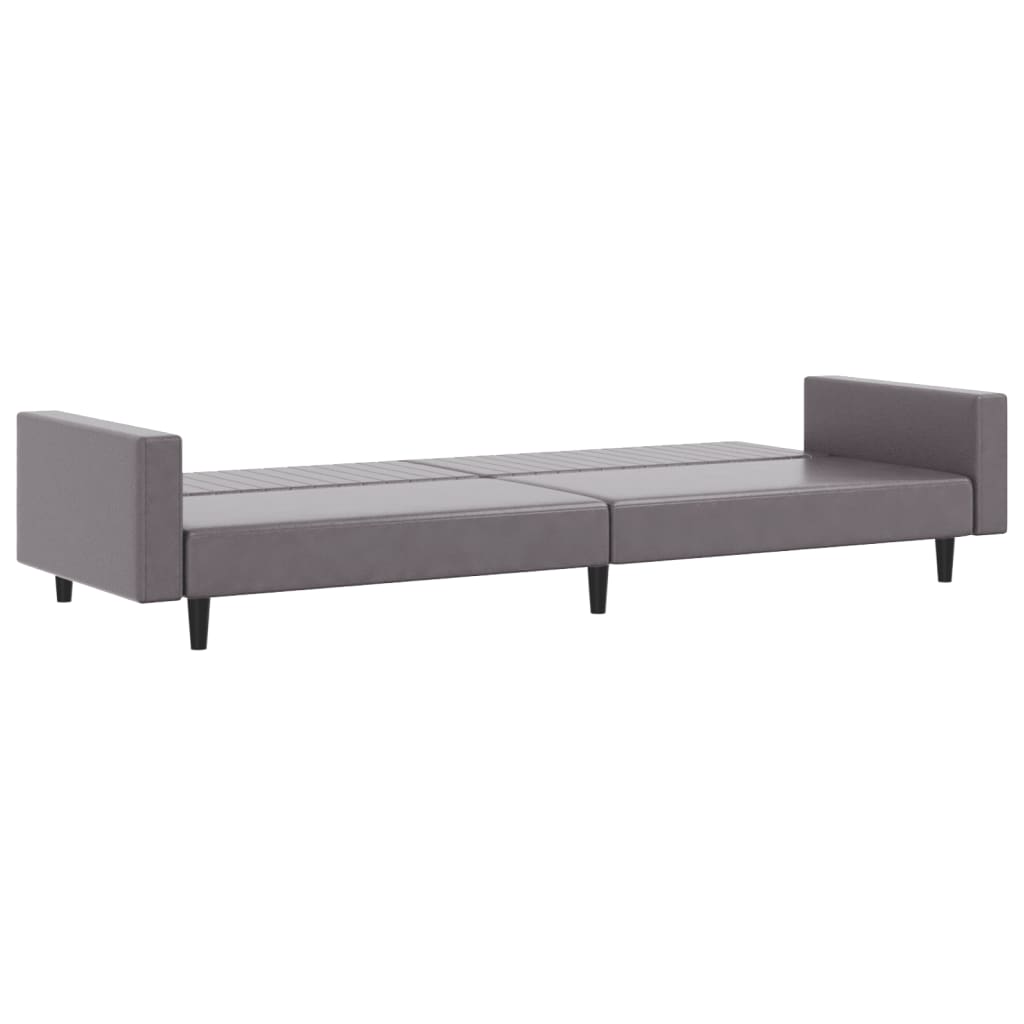 2 pcs conjunto de sofás couro artificial cinzento