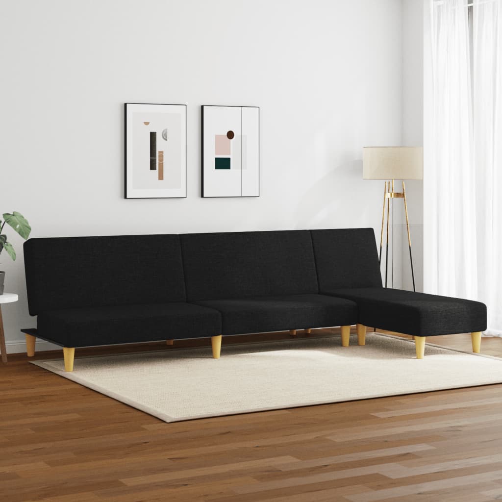 2 pcs conjunto de sofás tecido preto