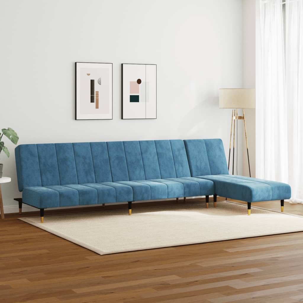 2 pcs conjunto de sofás veludo azul