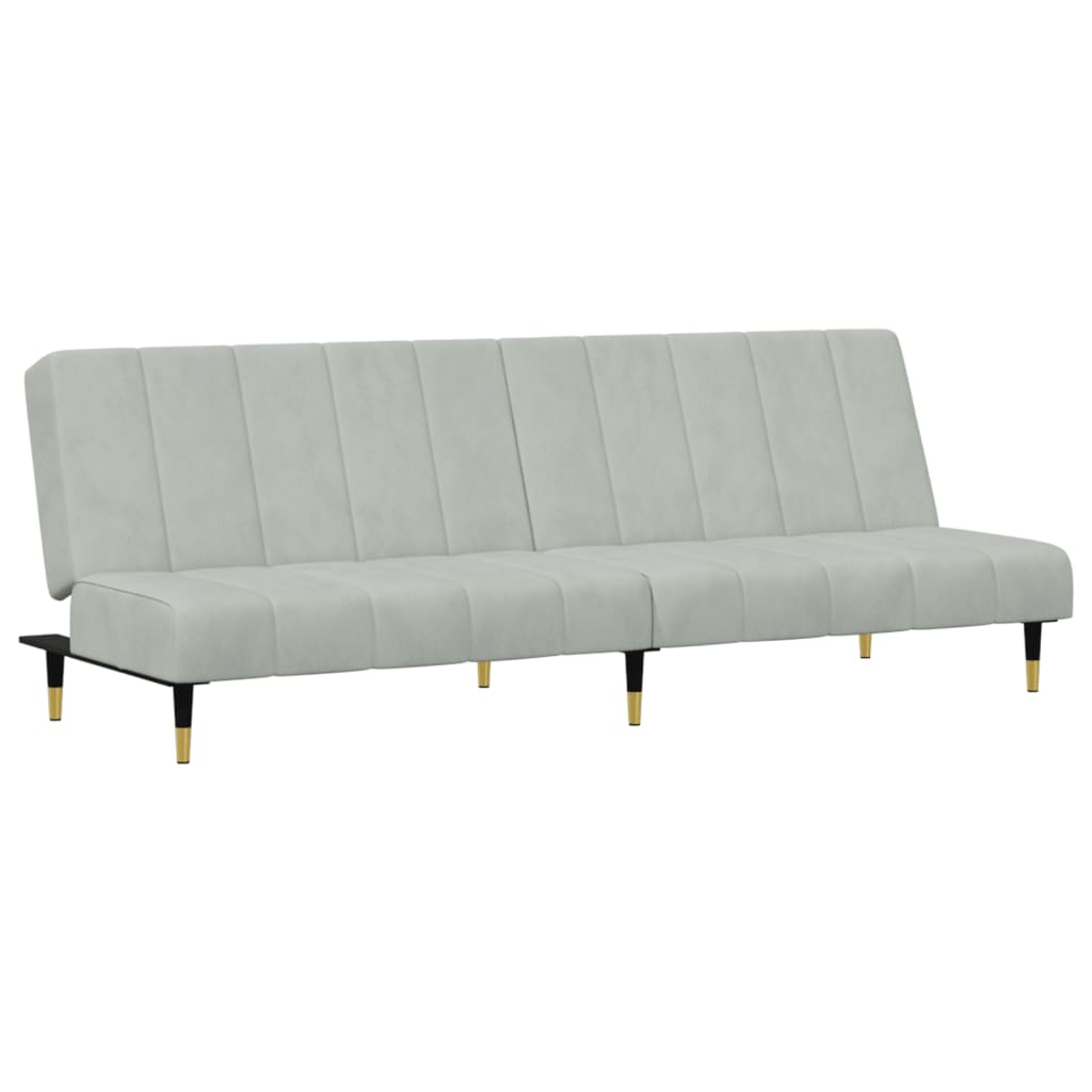 2 pcs conjunto de sofás veludo cinzento-claro