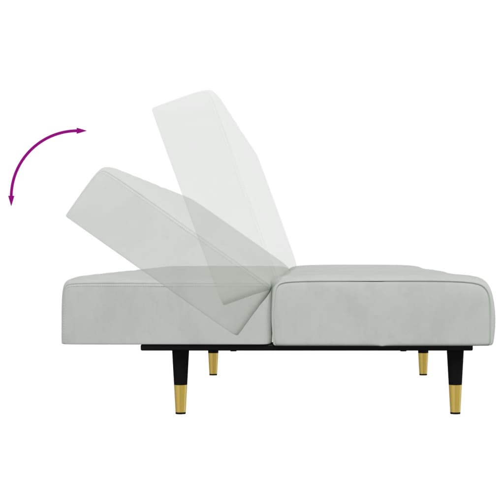 2 pcs conjunto de sofás veludo cinzento-claro