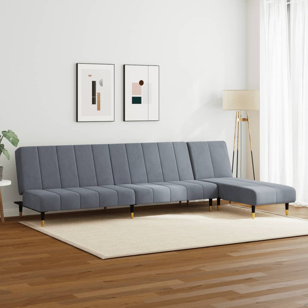 2 pcs conjunto de sofás veludo cinzento-escuro