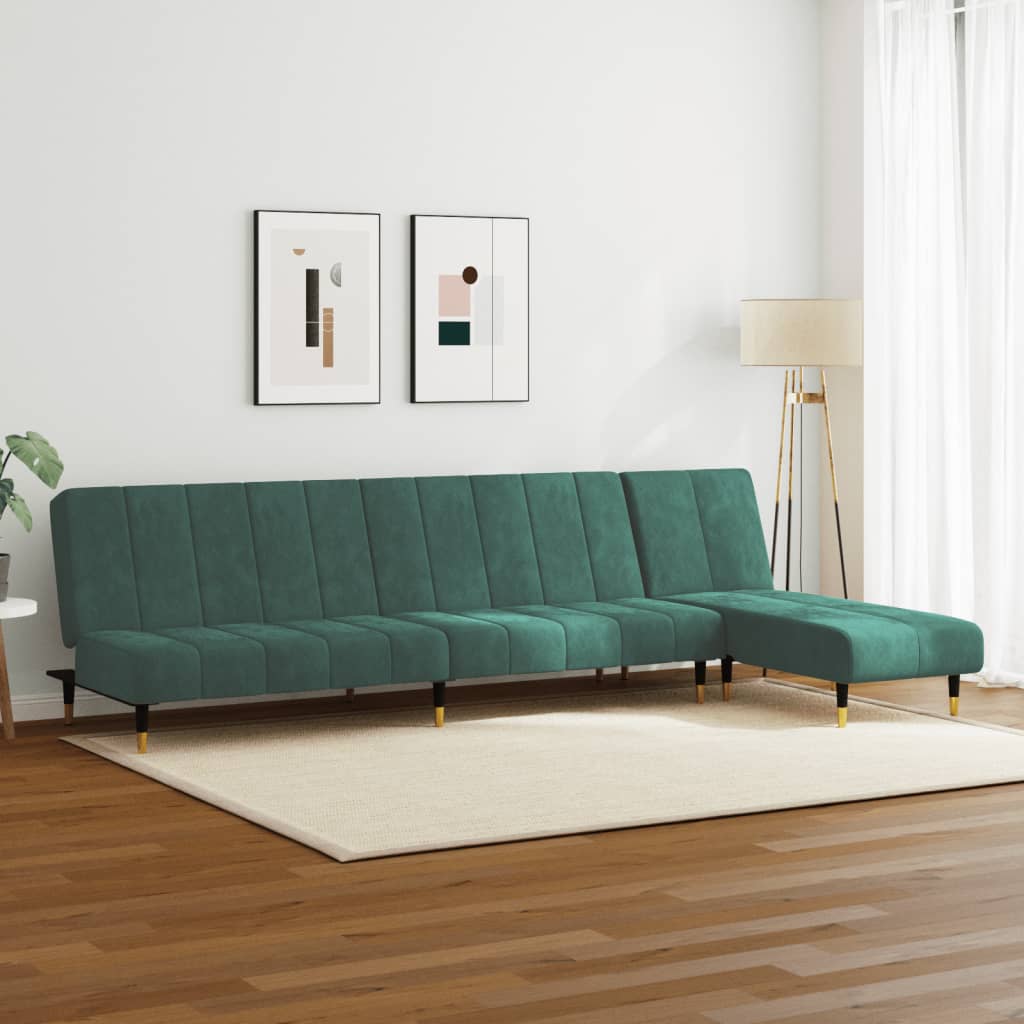 2 pcs conjunto de sofás veludo verde-escuro
