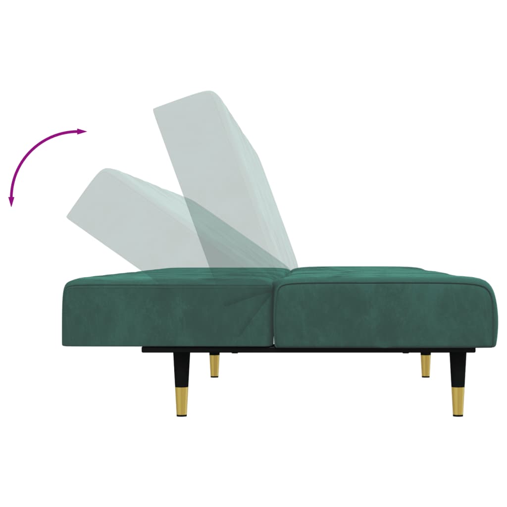 2 pcs conjunto de sofás veludo verde-escuro