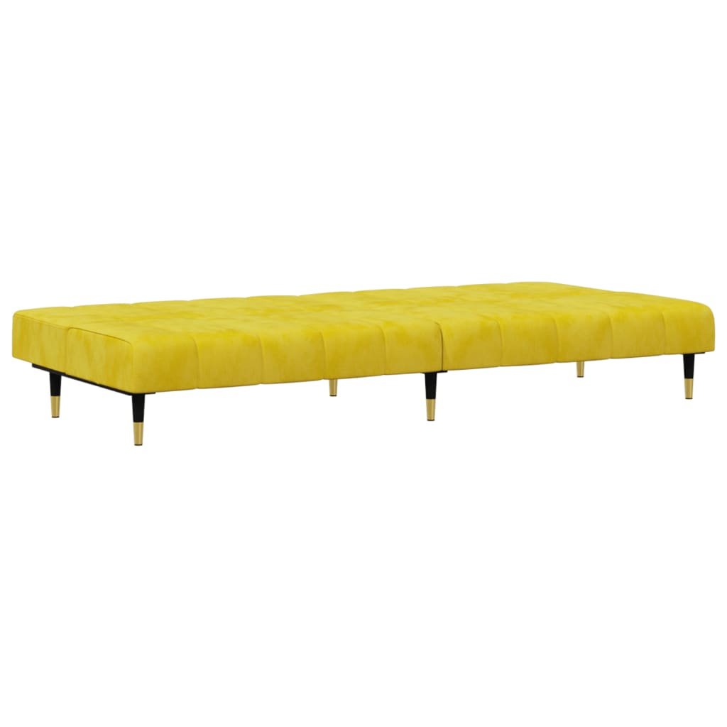 2 pcs conjunto de sofás veludo amarelo