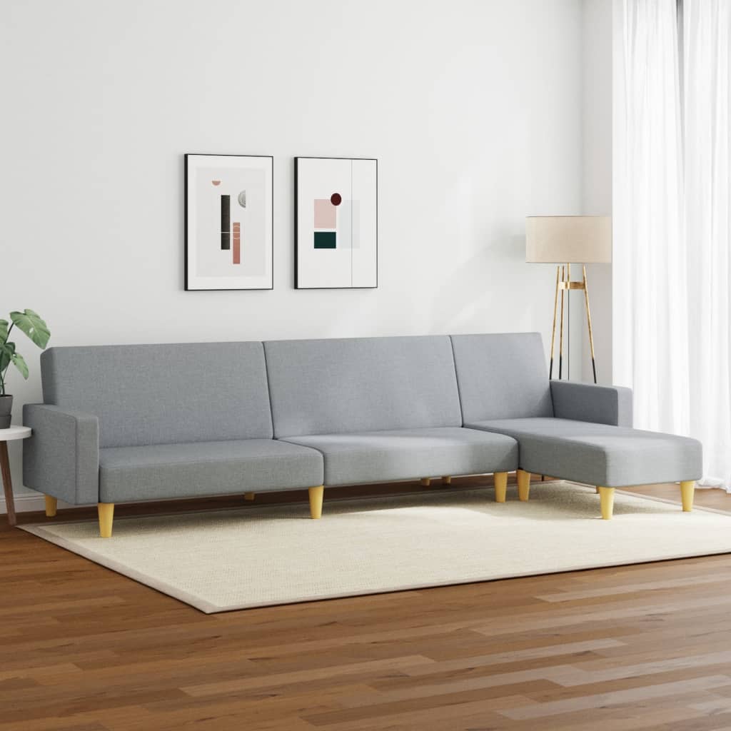 2 pcs conjunto de sofás tecido cinzento-claro
