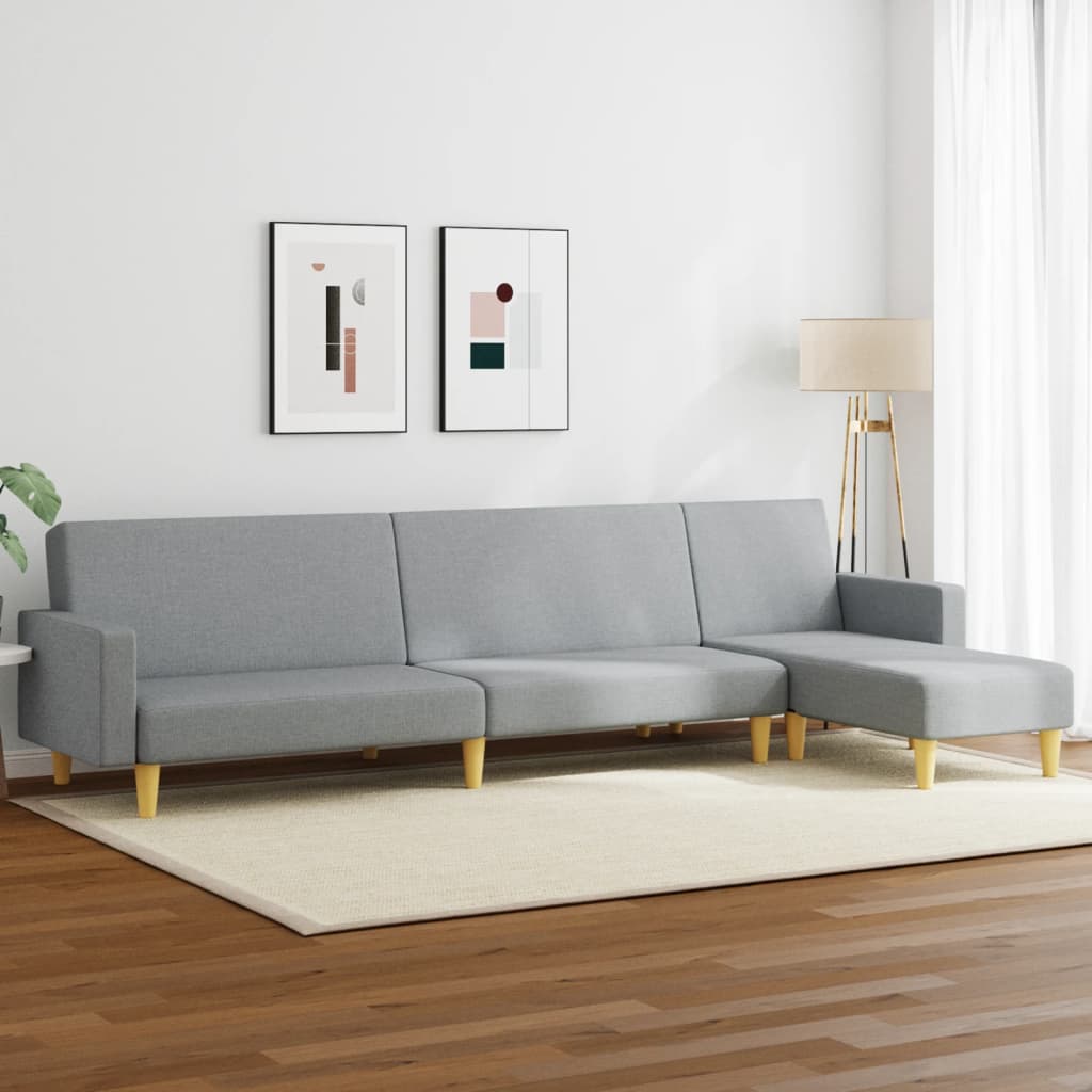 2 pcs conjunto de sofás tecido cinzento-claro