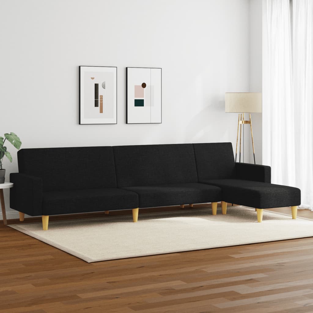 2 pcs black fabric sofa set