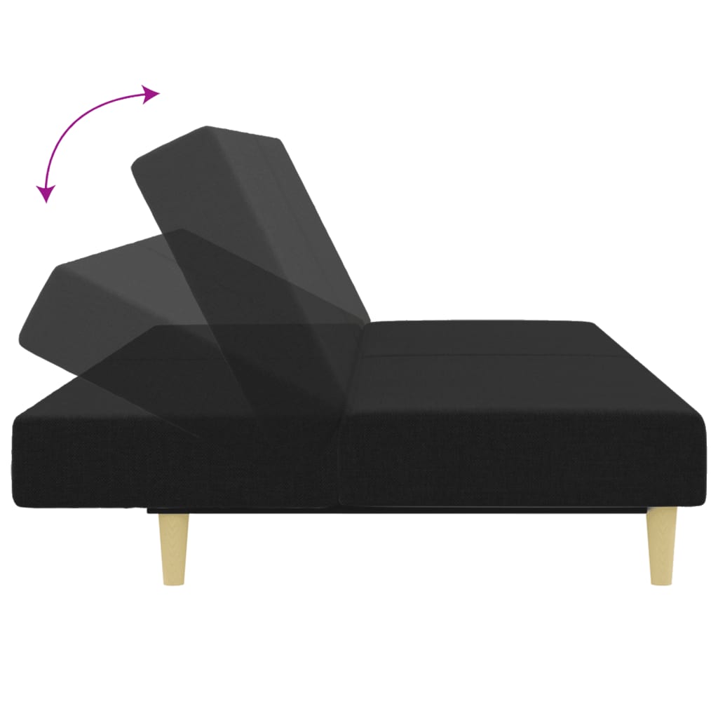 2 pcs black fabric sofa set