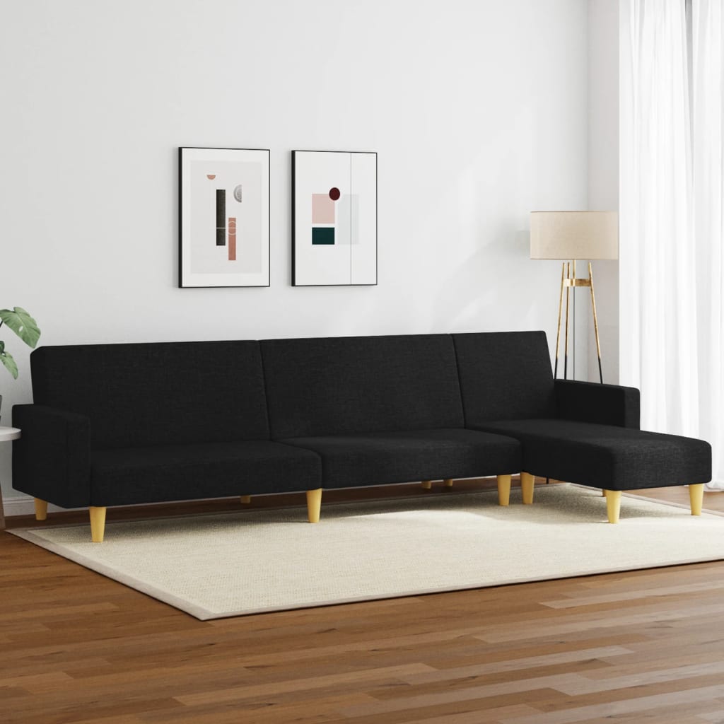 2 pcs black fabric sofa set