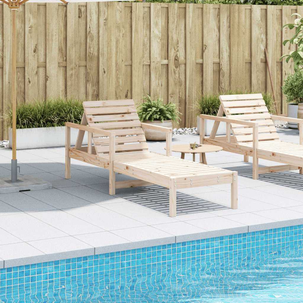 Sun lounger 199.5x62x55 cm solid pine wood
