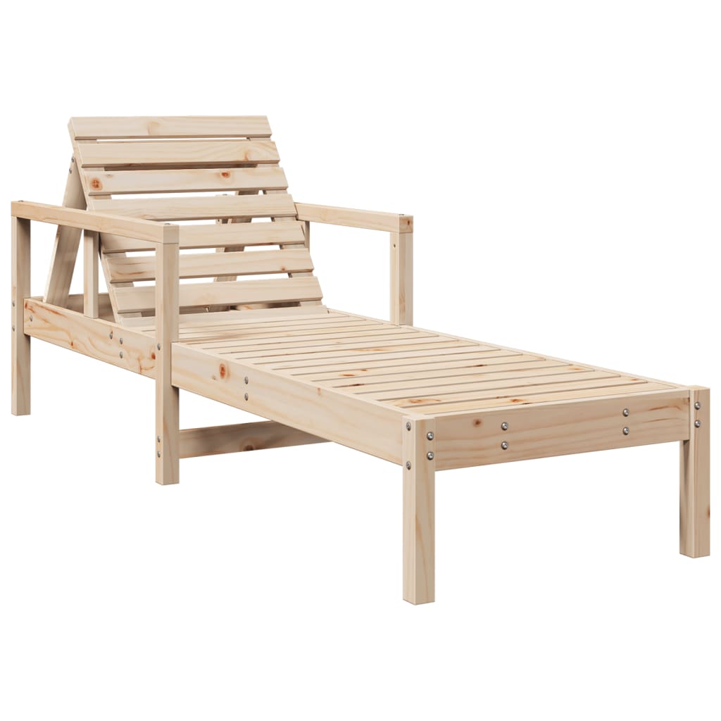 Sun lounger 199.5x62x55 cm solid pine wood