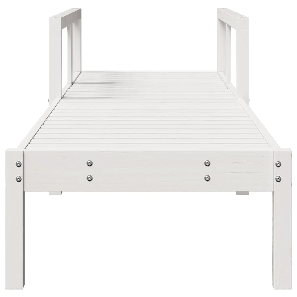 Sun lounger 199.5x62x55 cm solid pine wood white