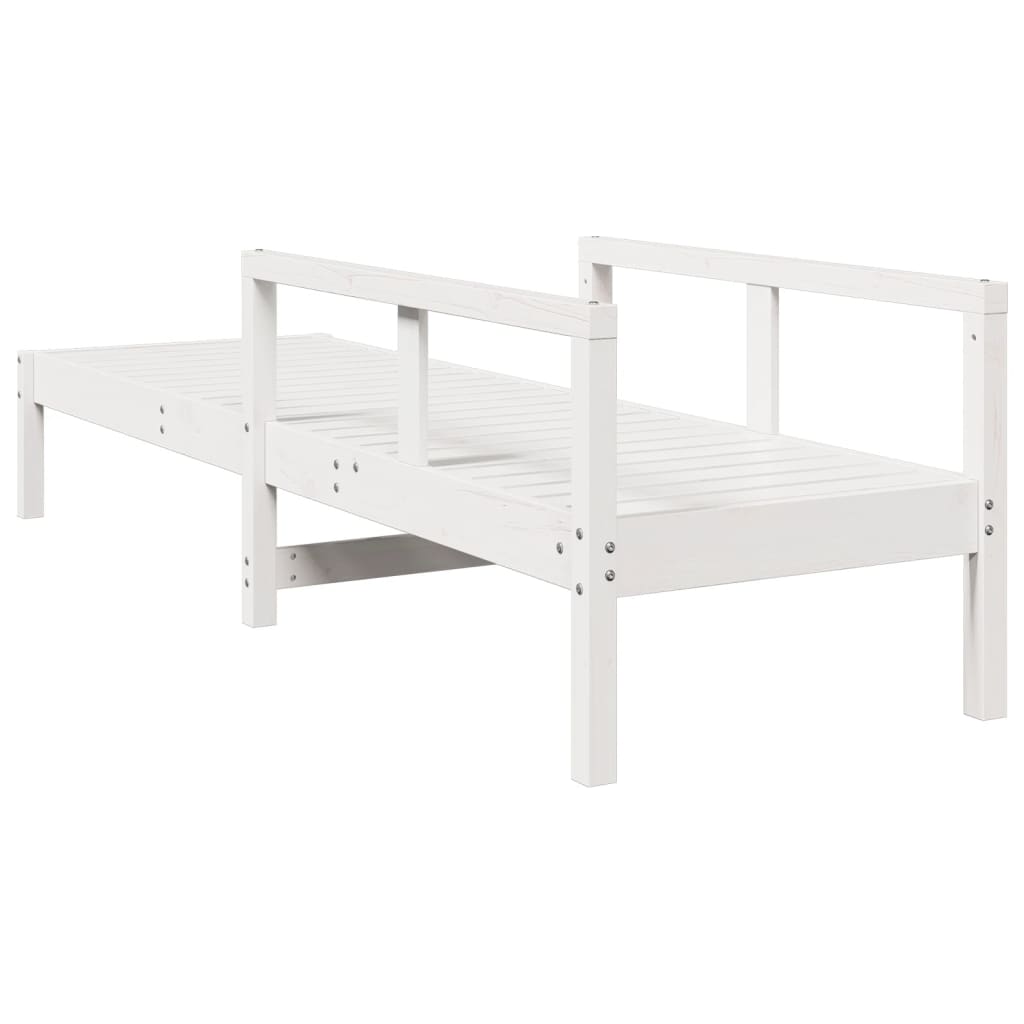 Sun lounger 199.5x62x55 cm solid pine wood white