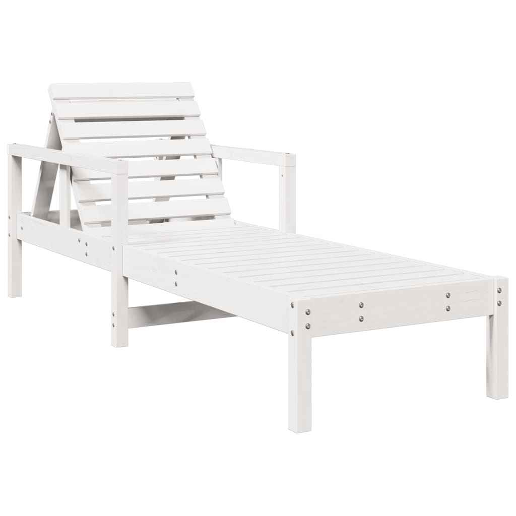 Sun lounger 199.5x62x55 cm solid pine wood white