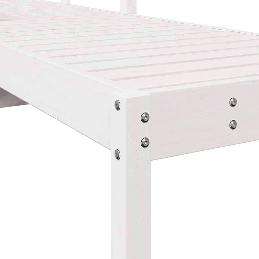 Sun lounger 199.5x62x55 cm solid pine wood white