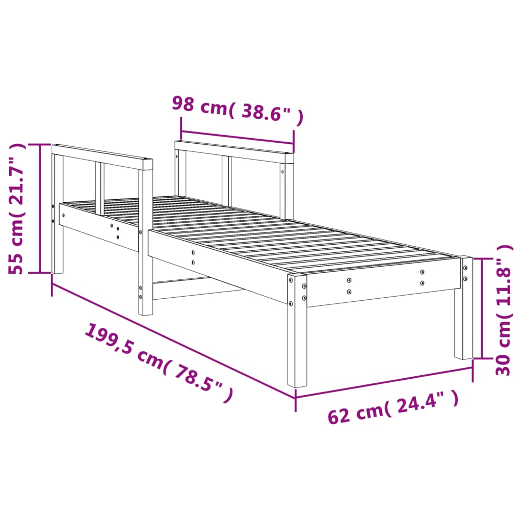 Sun lounger 199.5x62x55 cm solid pine wood white