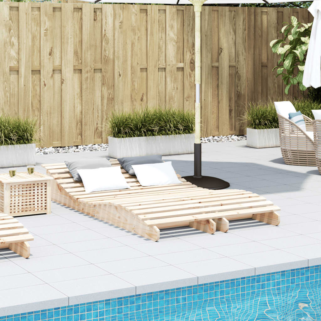 Sun loungers 2 pcs 205x60x31.5 cm solid pine wood