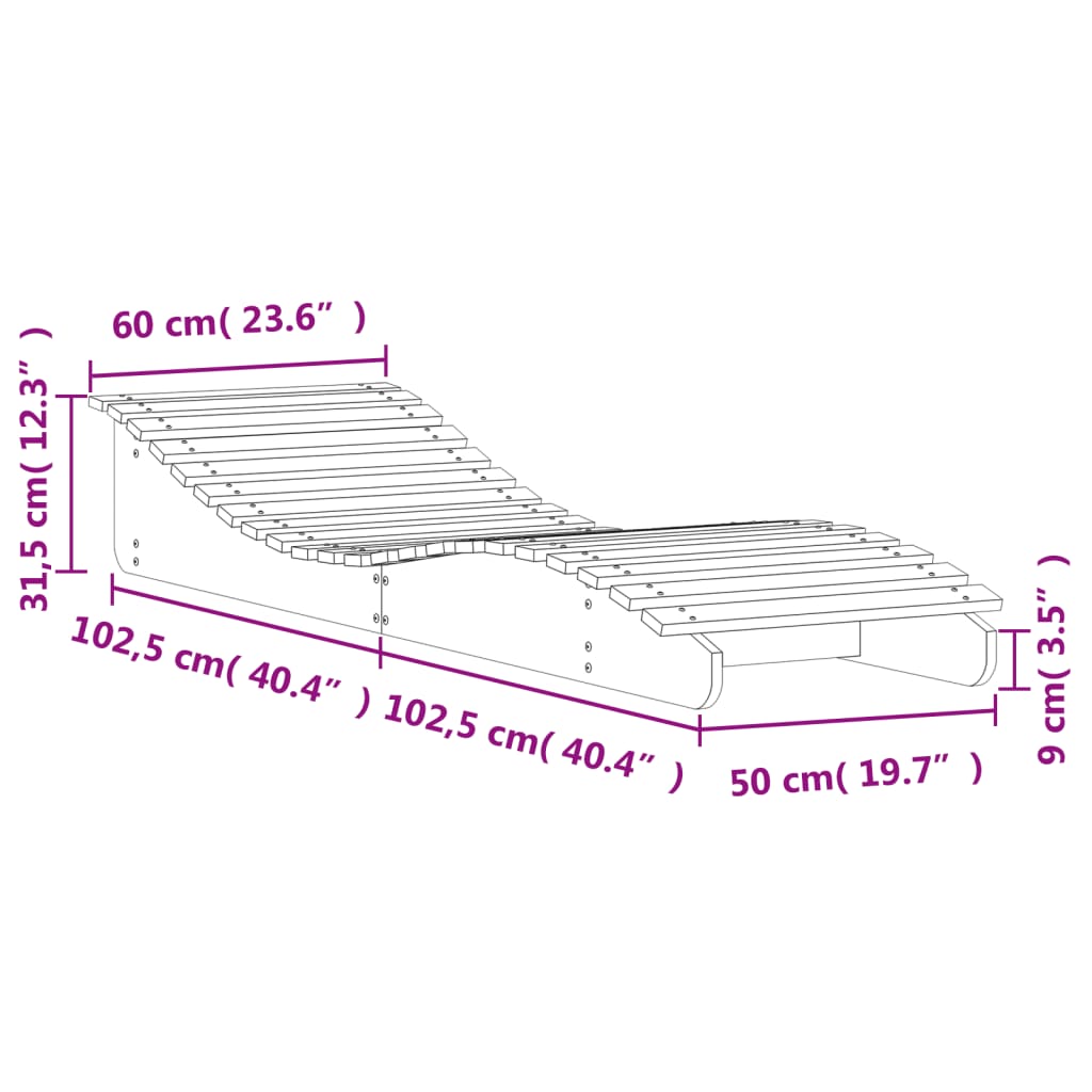 Sun loungers 2 pcs 205x60x31.5 cm solid pine wood