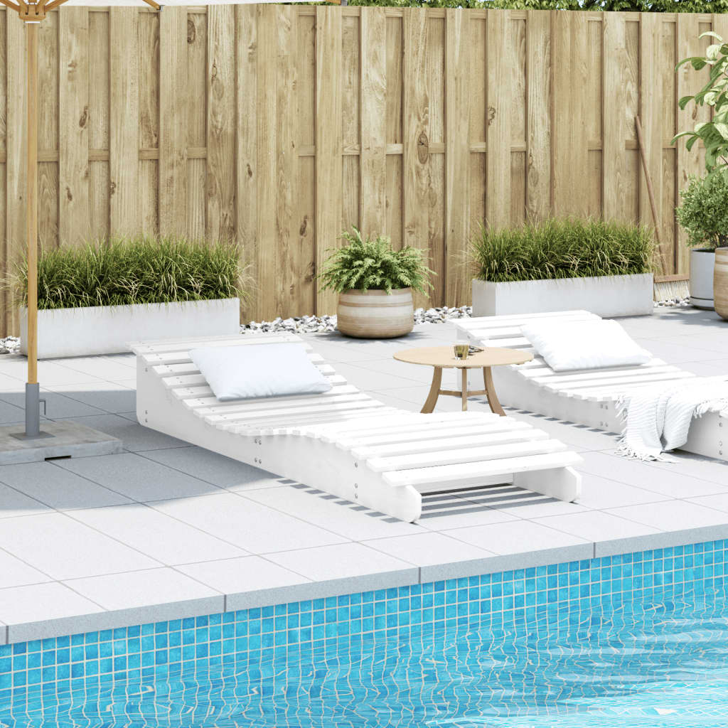 Sun lounger 205x70x31.5 cm solid pine wood white