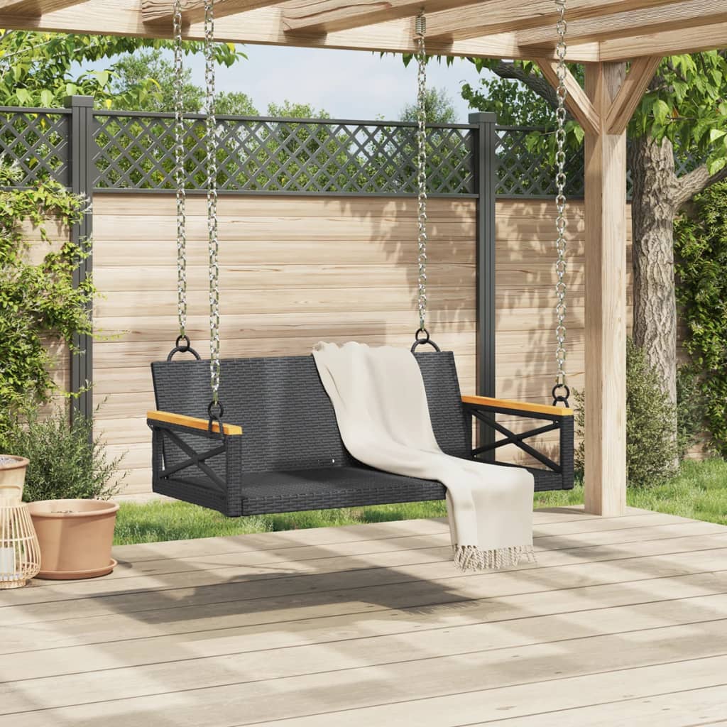 Swing bench 109x62x40 cm black PE wicker
