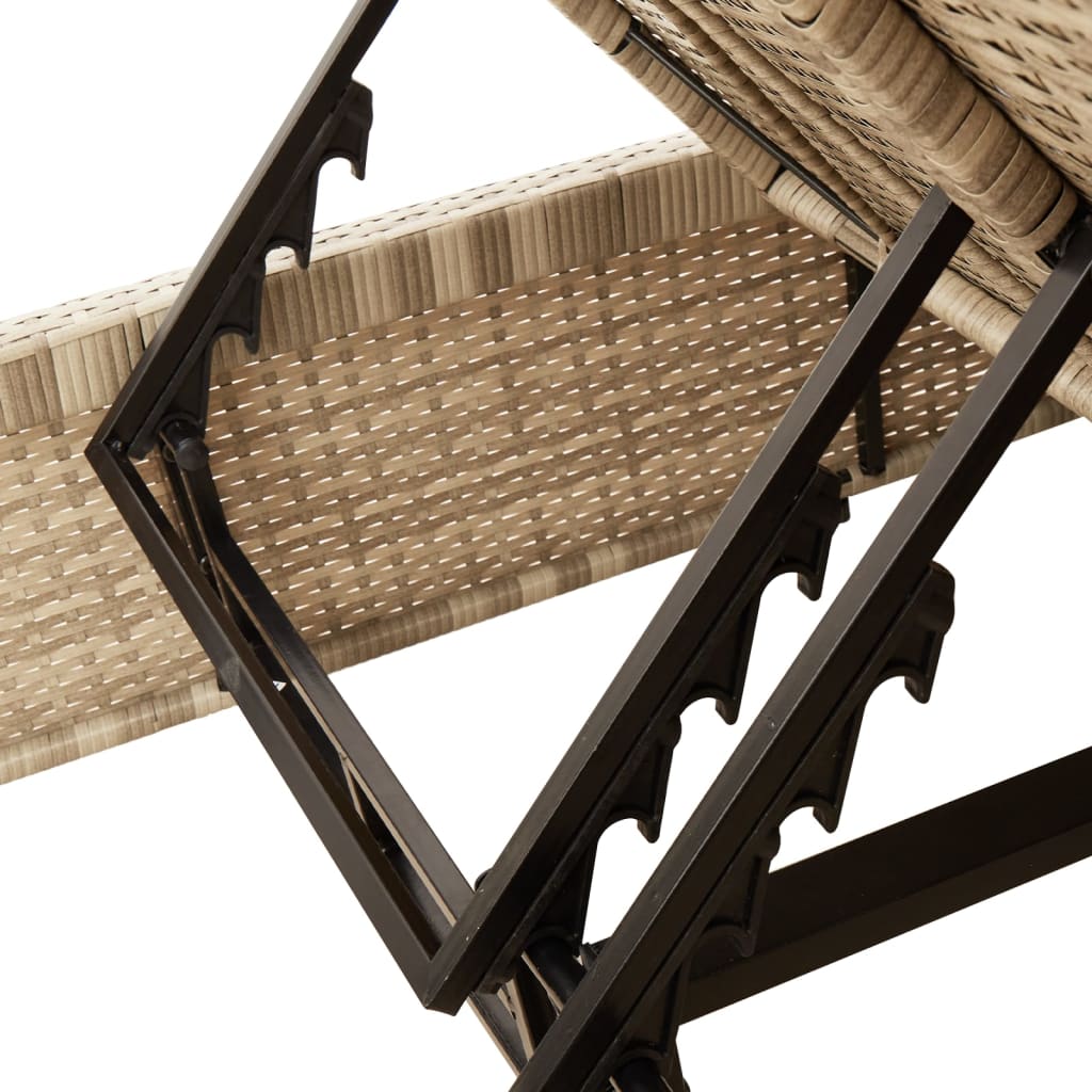 Double sun lounger with cushions in beige PE wicker