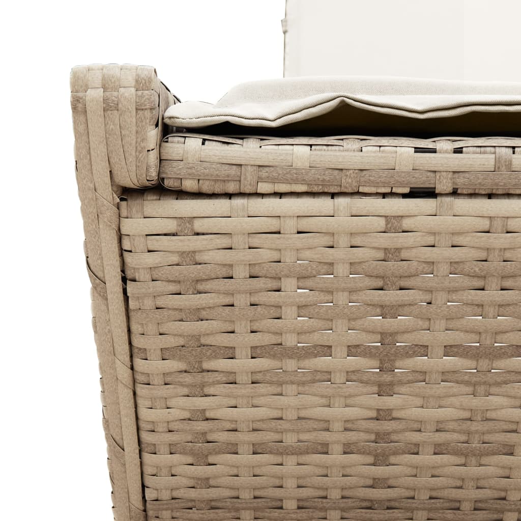 Double sun lounger with cushions in beige PE wicker