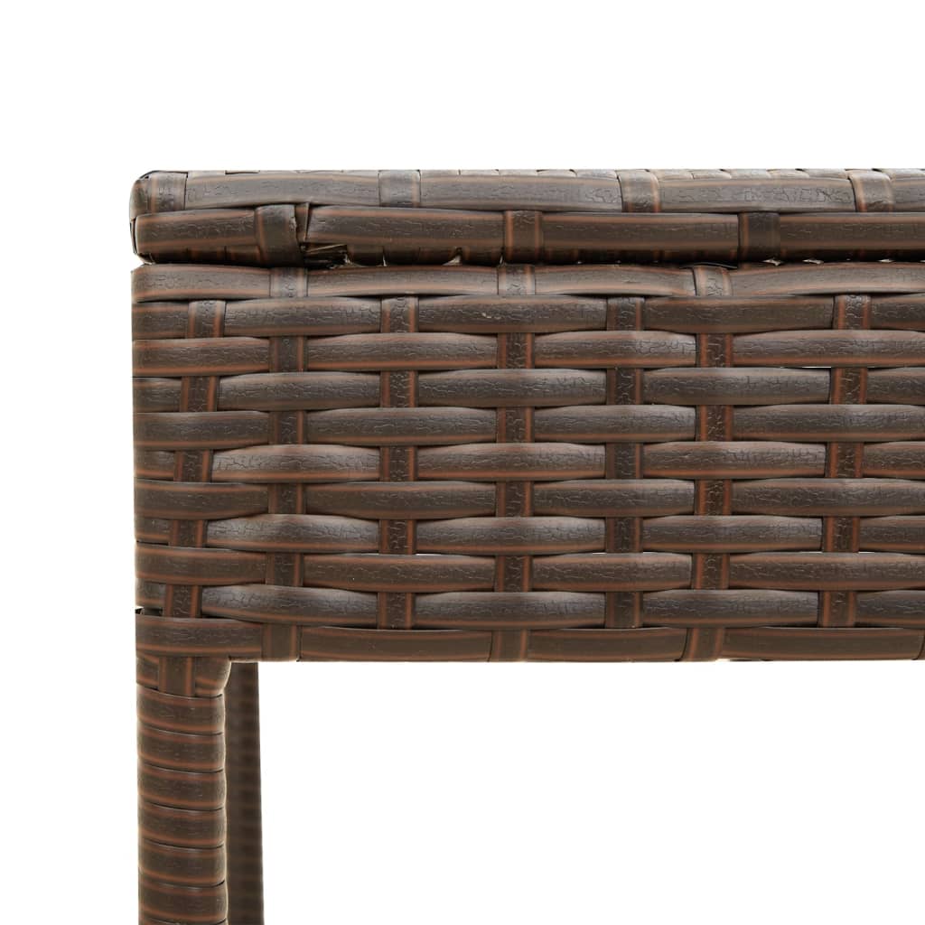 Sun lounger with canopy and table in brown PE wicker
