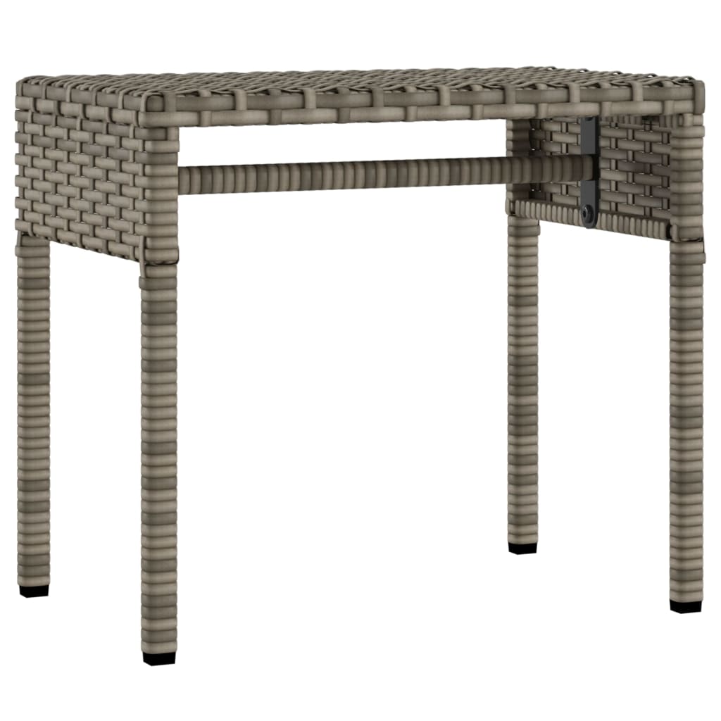 Sun lounger with canopy and table in grey PE wicker