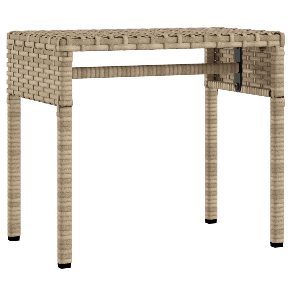 Sun lounger with canopy and table in beige PE wicker