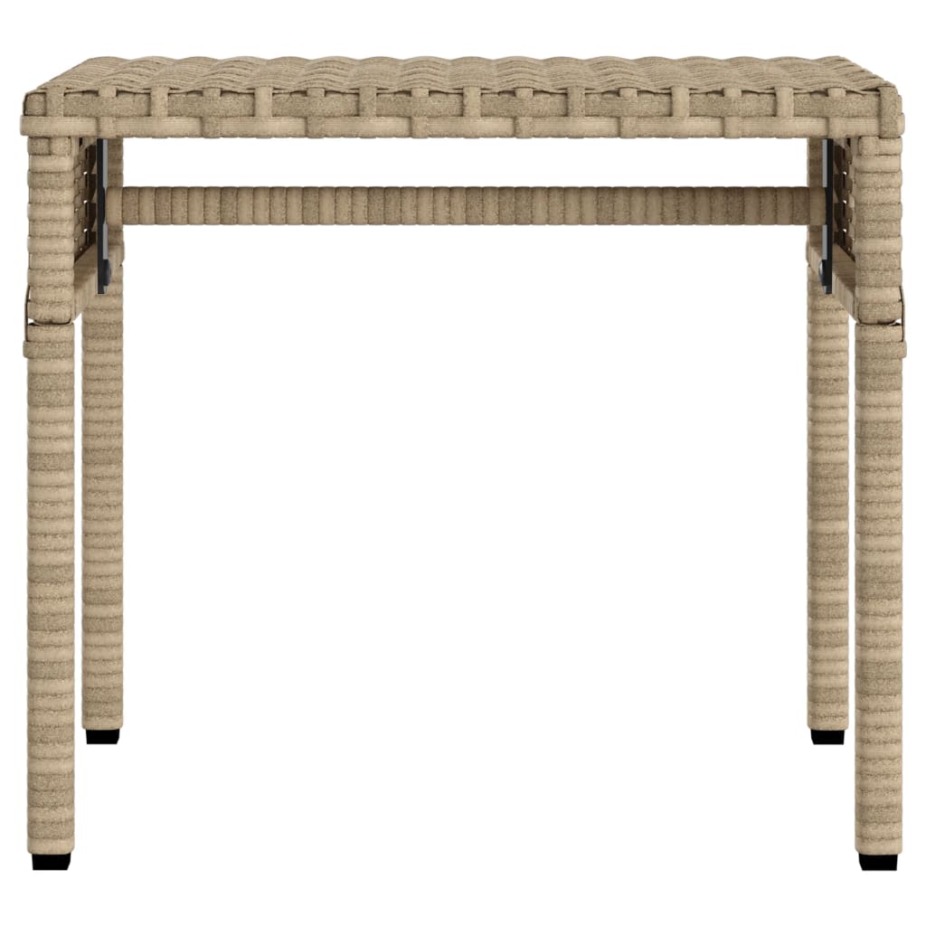 Sun lounger with canopy and table in beige PE wicker