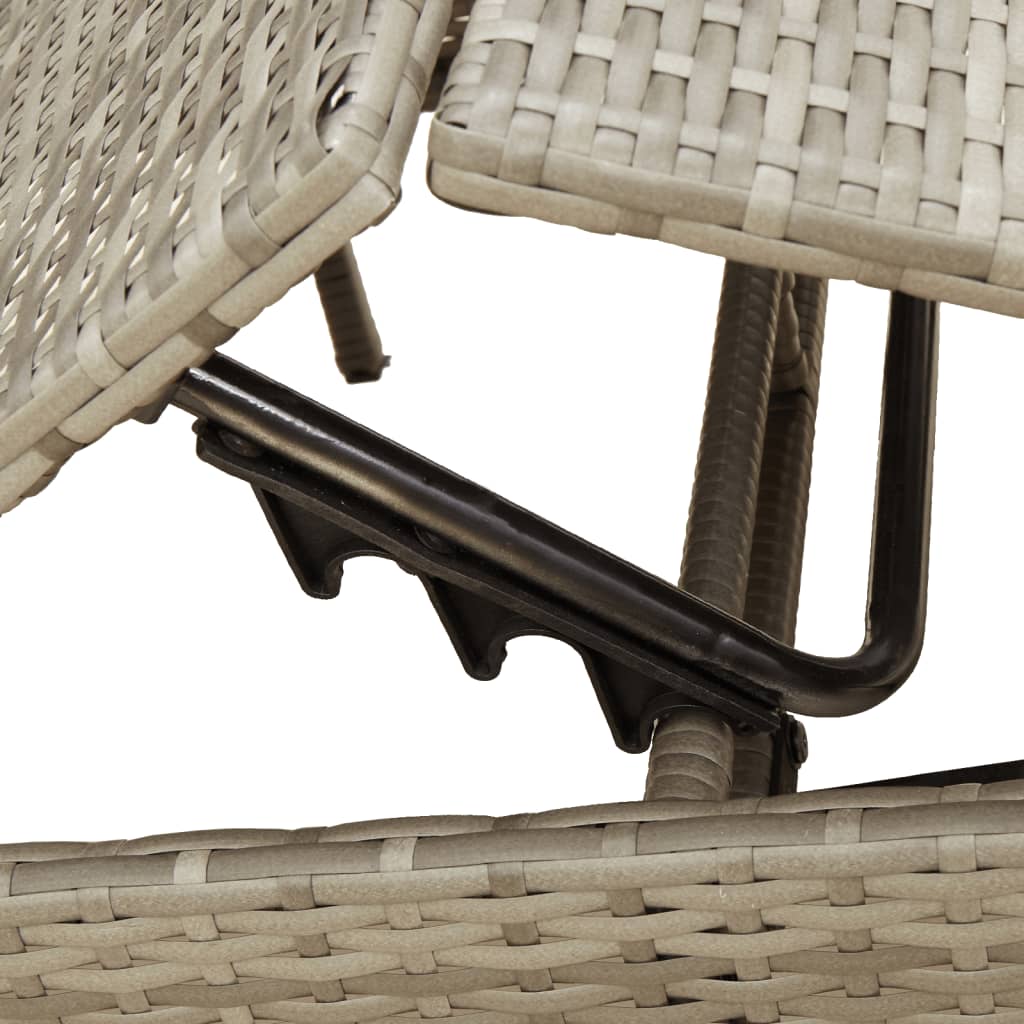 Sun loungers with table 2 pcs PE rattan grey