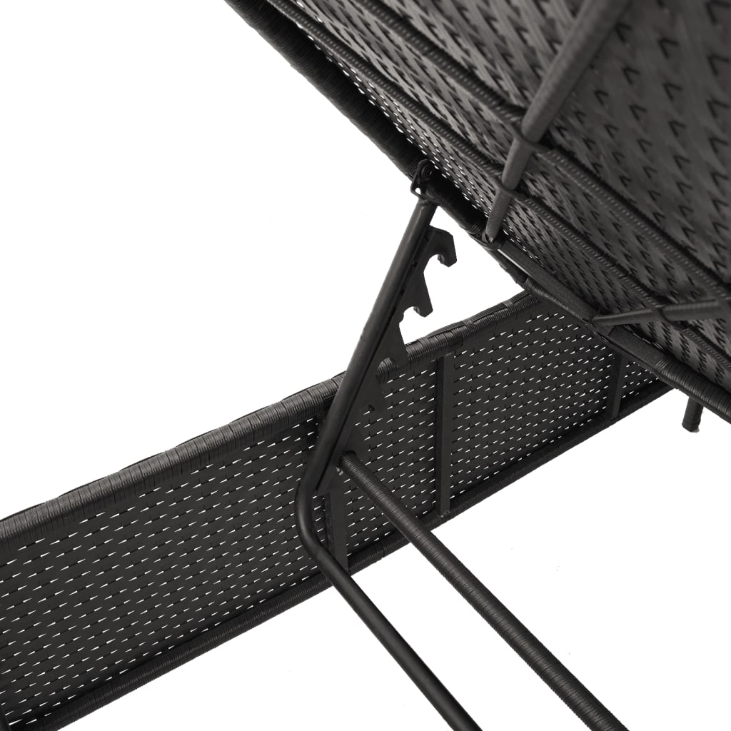Black PE wicker sun lounger with cushion