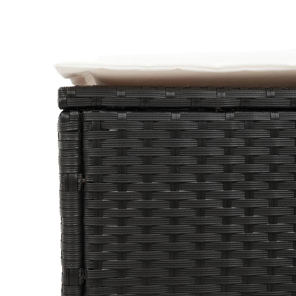 Black PE wicker sun lounger with cushion