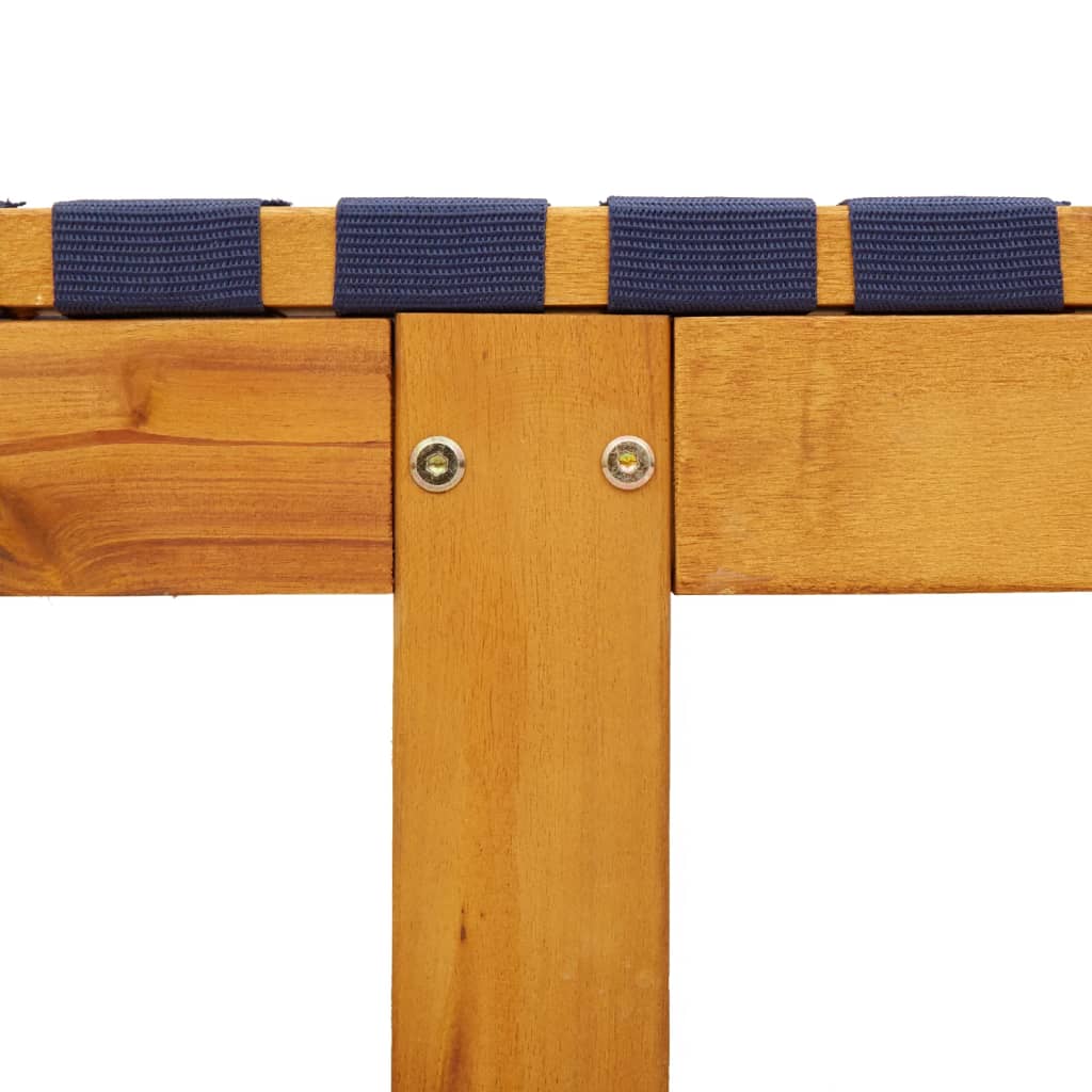 Sun lounger in solid acacia wood and dark blue fabric