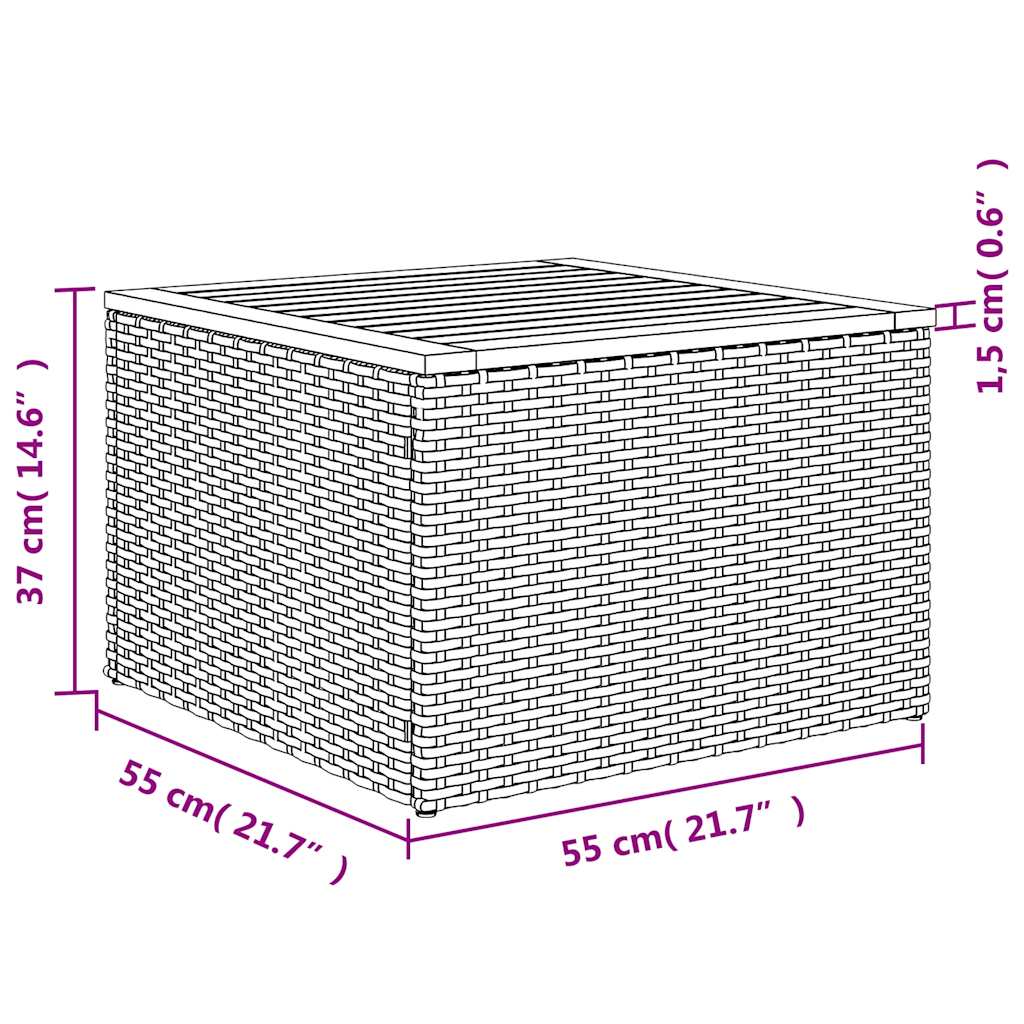 7 pcs conjunto de sofás p/ jardim com almofadões vime PE bege