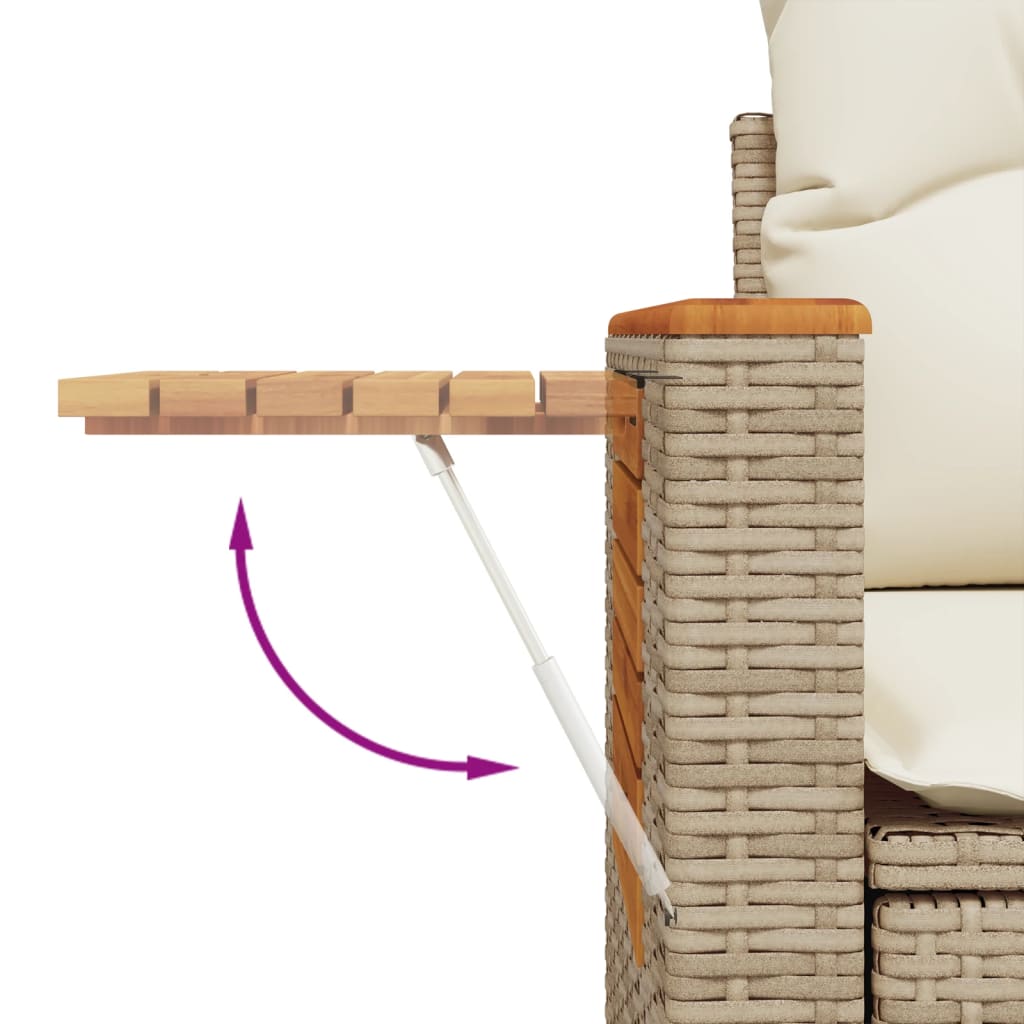 7 pcs conjunto de sofás p/ jardim com almofadões vime PE bege