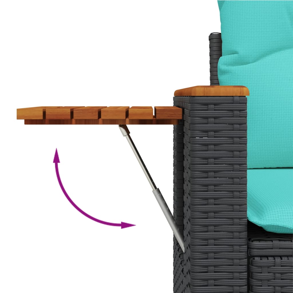 10 pcs conjunto de sofás p/ jardim c/ almofadões vime PE preto