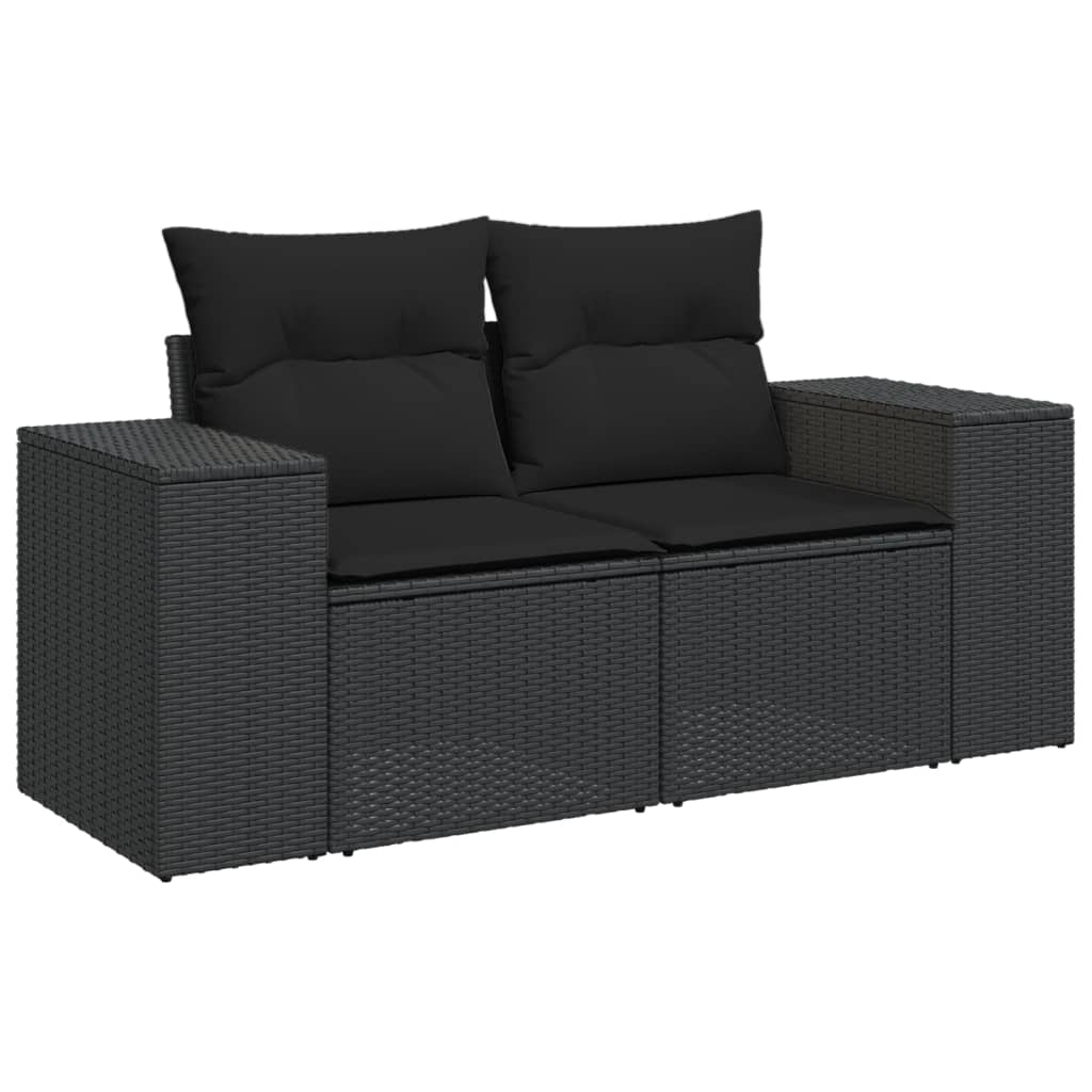 10 pcs conjunto sofás de jardim c/ almofadões vime PE cinzento