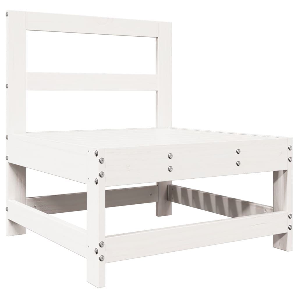7 pcs conjunto lounge de jardim pinho maciço branco
