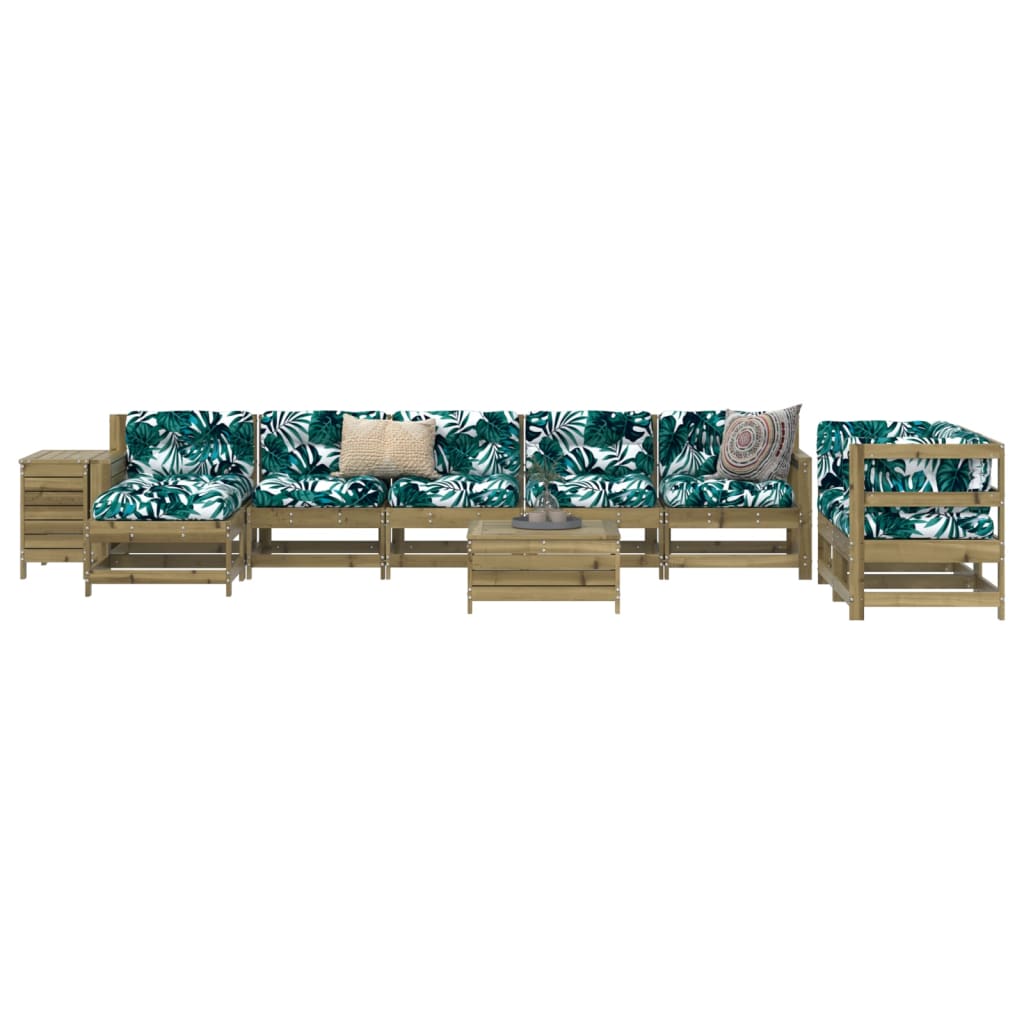 10 pcs conjunto de sofás de jardim madeira de pinho impregnada