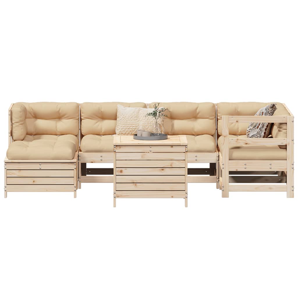7 pcs conjunto de sofás para jardim madeira de pinho maciça