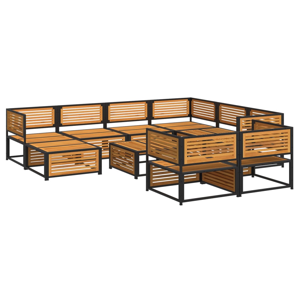 10 pcs conjunto de sofás de jardim com almofadões acácia maciça