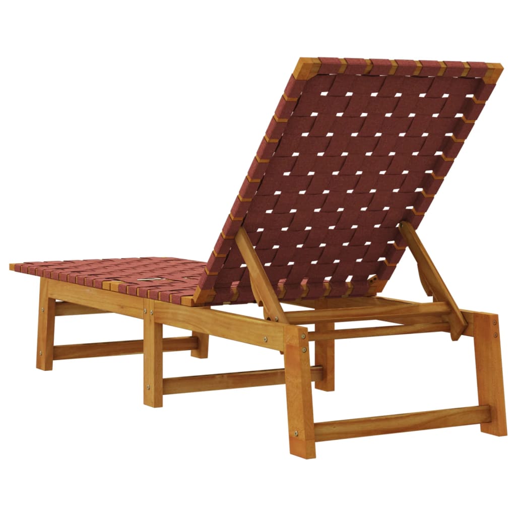 Espreguiçadeiras 2 pcs madeira de acácia maciça/tecido vermelho