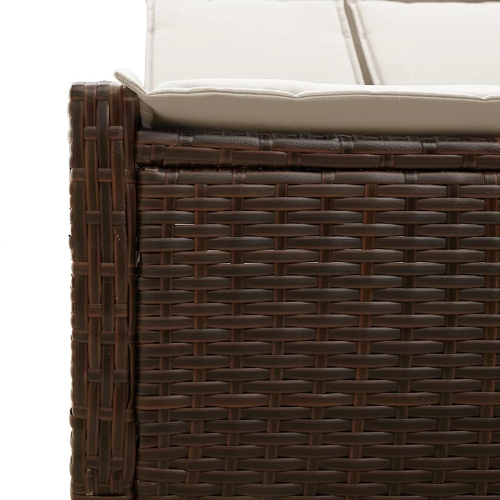 Double sun lounger with cushions in brown poly rattan